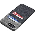 Dockem Luxe Wallet Case for iPhone 8 Plus / 7 Plus - Slim Synthetic Leather Card Case with Canvas Twill Style Finish & 2 Credit Card Holder Slots [Black and Grey]
