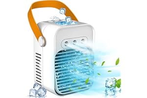 Feastingair Mobile Air Conditioners, Mini Air Cooler, Personal Air Cooler Air Conditioners Fan Evaporative Humidifier Air Purifier Air Cooler 3 Speeds 7 Colors Light Low Noise 200ML Water Tank