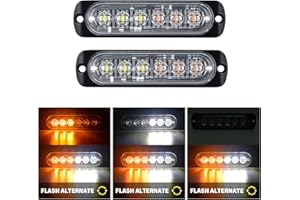 RIGIDON 2 Pièces 4.3 pouces 6 led barre lumineuse stroboscopique, 12v 24v clignotant gyrophare police feux de remorque, pour voiture camion off road ATV 4x4 vehicule, feu antibrouillard blanc orange
