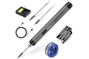 Zestaw do lutowania bezprzewodowego – USB lutownica z 3 stopniami regulacji temperatury 300℃-450℃, 3 groty lutownicze, stojak do lutownicy, drut lutowniczy, pasta lutownicza, KKMOL zestaw do naprawy