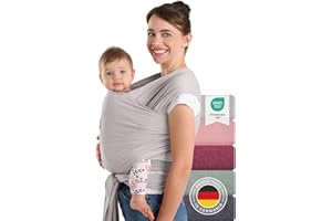 Laleni Fascia Porta Bebe Neonato in Morbido Cotone, Certificata OEKO-TEX, Lunga 5,10m, Fino a 15kg, Grigio Chiaro