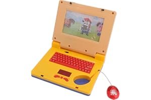 BNINETEENTEAM Computadora PortáTil de Aprendizaje para Niños, 19 X 15,7 X 3,8 Cm, Juguete de Computadora de SimulacióN de Desarrollo Cognitivo Electróico de Música LED Educativa (Ratón retráctil amarillo)