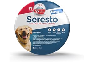 ELANCO Seresto Collier Grands Chiens – 2 Protections anti puces et anti tiques pour grands chiens de plus de 8 kg – Collier Seresto pour chien 7 à 8 mois de protection, réduit le risque de leishmaniose –Gris