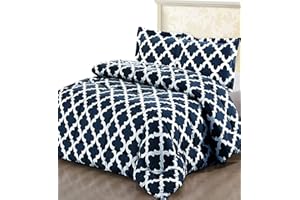 Utopia Bedding Juego de Edredón - Microfibra - Edredón Ligero con Fundas de Almohada - Primavera-Verano 250gr/m² (Cama 135/150, 230x220cm, Azul Marino)