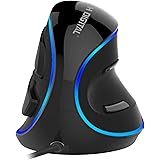 JTD Wired Vertical Mouse Ergonomic Optical Mouse 600/1000 / 1600 DPI Blue LED Light with Detachable Palm Rest for Office (Not