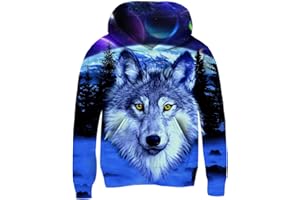 AIDEAONE Felpa con Cappuccio in Felpa con Cappuccio in Pile con Stampa 3D per Bambini e Ragazzi con Tasca a Marsupio