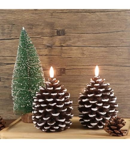 Fanna 2 Candele A LED Senza Fiamma A Forma Di Pigna, Con Timer