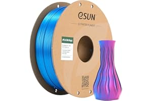 ‎ESUN eSUN Jedwabna Magia PLA Filament 1,75 mm,Jedwabisty Dwukolorowy 3D Printer Filament PLA,Dokładność Wymiarowa+/- 0,05mm, 1kg Szpula (2,2 LBS) Filament do Drukowania 3D, Jedwabna Czerwony Niebieski