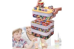 BAKENLON Boite Rangement Plastique pour Lego,3 Couches Empilable Compartiment Chambre Casier Etanche Storage Box avec Compartiments Réglables Boite,Jouet Enfant boite pour Lego rangement (Jaune)