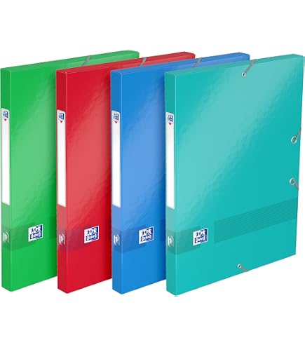 Oxford Boîte Grande Capacité Memphis 24x32cm Dos 80mm - Bouton Pression Coloris Assortis