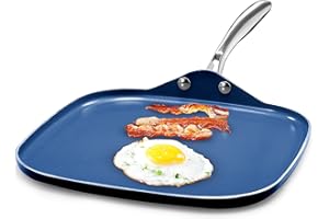 Granitestone Blue Nonstick 10.5” Griddle Pan/Flat Grill with Ultra Durable Mineral and Diamond Triple Coated Surface, Stay Cool Stainless-Steel Handle, Oven & Dishwasher Safe, 100% PFOA Free