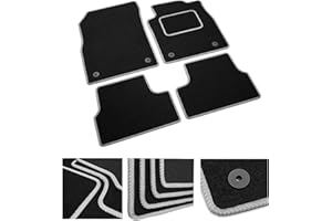 DB Bespoke - Tailored Car Mats - Compatible with Vauxhall Astra J 2010-2015 - Black Carpet - Non-Slip Carpet Mat - 4 pc Complete Car Floor Mats with No clips - Black with Grey Trim