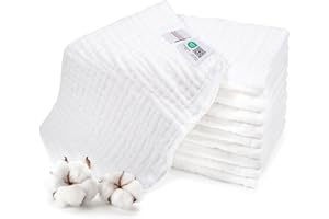 ‎MAKIAN MAKIAN Mullwindeln 10er Pack - 35x50cm, Oeko-TEX® Standard 100 zertifizierte Premium Qualität - Spucktücher in Premium Qualität - 4-lagige Stoffwindeln/Mulltücher - Weiß