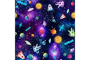 Textrend Jersey Stoff Meterware Kinder - 100% Baumwolle - Stoff zum Nähen - Textilien 1x1.6m - Entwürfe für Kinder (Kosmonauten im Weltraum)
