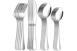 16 Piece Silverware Set - Service for 4 - Wildone Stainless Steel Flatware Serving Set - Cutlery Set - Knives, Fork, and Spoon - Utensil Sets - Dishwasher Safe - Stunning Polished Finish