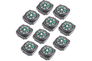 BAIJ Button Compass,10 Pack Mini Pocket Compass Rectangle Survival Liquid Filled Button Compass for Paracord Bracelet Watch Backpack Necklace Explorer Hiking Camping Outdoor