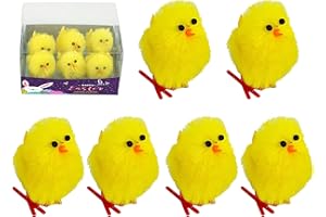 SRVERTEX 6Pcs Plush Yellow Chicks, Easter Basket and Trilby Decorations, Chenille Chick Easter Decorations, Crafts Bonnets Hunts | 3.5cm