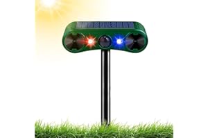 PEHTIY Répulsif Chat Ultrason, Repulsif Chat Solaire 2 Modes, Répulsif Chat Exterieur Étanche avec Lumière LED et Détecteur de Mouvement, Répulsif Animaux pour Anti Chats Chiens Souris Ratons Oiseaux