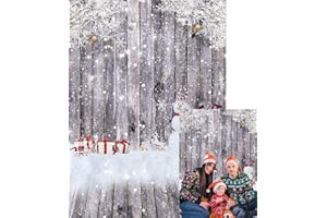 XCKALI Winter Schneemann Geschenk Holz Fotokulisse Frohe Weihnachten Familie Urlaub Party Zubehör Portraits Photo Booth Studio Requisite (1,8 x 2,4m)