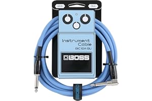 BOSS Gamme BIC-10A Câbles d'instrument | Connecteurs jack 1/4 de pouce droit vers coudé | Longueur 3 m | Câbles de haute qualité pour guitare, basse et autres | Silencieux et robustes | Bleu