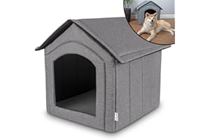 Petsona Caseta del Perro Perrera Plegable con Techo Desmontable Casa del Perro Cama Cueva del Gato Cama para Mascotas Tamaño XXL, Gris