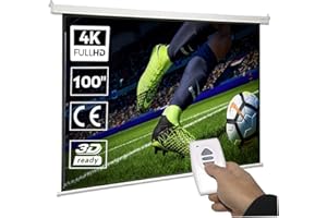 LUX-SCREEN Pantalla de proyeccion motorizada 100" 4:3, cajetin de Acero Lacado en Blanco, Pantalla para proyector electrica con Mando inalambrico, Auto Enrollable, Compatible con 4K (100 Pulgadas 4:3)