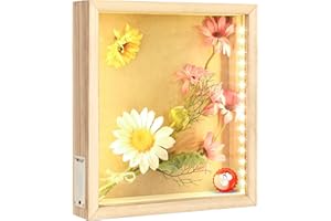 SIMPDECOR LED Shadow Box Frame 28cm x 30cm Wine Cork Holder Display Case Wall Mounted and Tabletop Wooden Memory Box Picture Frame Display Keepsake Box for Memorabilia Awards Bouquet Photos Crafts Tickets