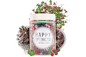 ‎HAPPY SPRINKLES Happy Sprinkles Red Nose 90g - Bunter Streusel Mix mit Schokolade zum Dekorieren - Weihnachtliche Tortendeko Essbar - Für Kekse & Kuchen Geeignet
