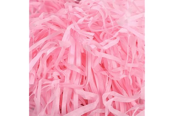 TSHAOUN 100 Grammes Papier Déchiqueté Kraft Raffia, Remplissage pour Panier Cadeau, Fournitures de Fête et Emballage, Papier de Soie (Rose)