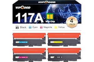VIPGOOD 117A Cartouches de Toner Compatible pour HP 117A W2070A Toner pour Color Laser MFP 179fnw 178nw 178nwg 179fwg 150a 150w 150nw W2070A W2071A W2072A W2073A (Noir Cyan Jaune Magenta, 4-Pack)