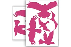 STICKER GENIE Vogelschutz und Fensterschutz - 10 Aufkleber - Schutz vor Vogelschlag - Sticker Vögel (Pink)