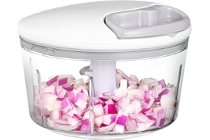 GDL Picadora Manual, Picador de Verduras Para Cocina, Cortador de Verduras Manual Con Cuchilla de Acero Inoxidable 420, Picadora de Alimentos para Ajo, Ensalada, Salsa, Frutos Secos, Carne, Fruta, Helado.