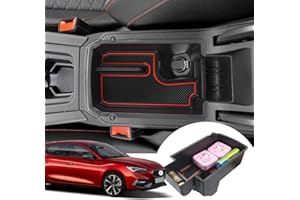 SHAOHAO para Seat Leon MK4 Cupra Formentor 2020 2021 2022 2023 2024 Reposabrazos central caja de almacenamiento, organizador de reposabrazos central, guantera multifuncional (rojo)