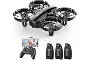 Tomzon A24W Mini Drone for Kids Beginner with 1080P Camera, RC Drone with Battle Mode, 3 Modular Batteries, 3D Flip, Headless Mode, 3 Speeds, High-speed Rotation, Best Gift for Boy Girl, Black