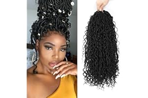 FIRSTCYH HAIR 8 opakowań sztucznych zamków na szydełko, warkocze 35,56 cm 1B, miękkie loki, szydełkowe, warkocze w stylu boho, 12 stojaków/opakowanie dredy (1B#)