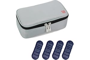 ‎ALLCAMP OUTDOOR GEAR ALLCAMP Insulin Kühltasche Kühlbox für Tragbarer Organizer Diabetiker Medikamente mit 4 Eisbeuteln, Isolierfutter und Stiftaufbewahrung Dunkelgrau