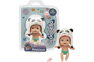 Amicicci Cicciobello Animal Cuties Panda Boy, Mini Personaggio con cappellino da animaletto e la codina sul pannolino, per Bambine dai 3 Anni, CC038100, Giochi Preziosi