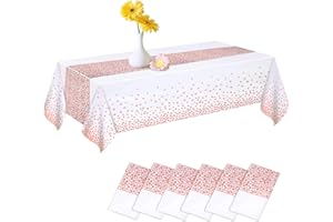 Yilakla Table Cloth 6 Pack,137 x 274cm Plastic Birthday Table Cover,Waterproof Tablecloth for Christmas Wedding New Year Home Garden Party Table Decoration Supply Rose gold