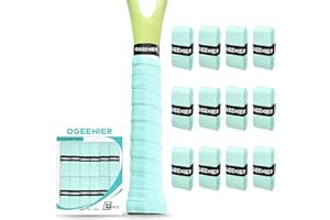 Ogeenier Lot de 12 Grips de Tennis Auto-adhésifs antidérapants et Anti-Transpiration pour Raquette de Tennis Overgrip Padel, Tennis, Badminton, Raquette de Squash