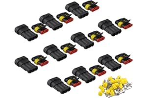 Futheda 10 Pcs 3 pin Way Superseal étanche IP67 électrique Terminal connecteur de Fils Pa66 Plug Fil électrique Joint pour Moto Scooter Auto Truck Marine