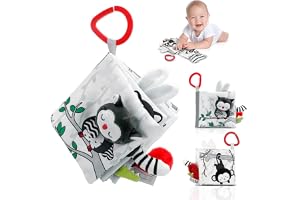 Crinkle Soft Baby Books, 3D Touch and Feel High Contrast Cloth Book, Sensory Baby Toys for 0-6-12 Months, Early Learning Stroller Toys, Ideal Gifts for Infants and Toddlers