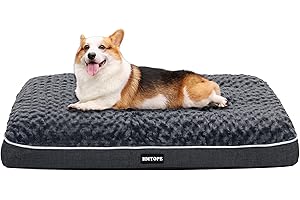 HMTOPE Orthopädisches Hundebett, Hundematte im Doppelstock-Design, Waschbar Hundekissen, Abnehmbar Hundekorb, 90 cm für Kleine bis Mittelgroße Hunde, Dunkelgrau