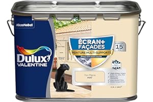 Dulux Valentine Peinture Ecran+ Multi-Supports Extérieure Façades - Crépis, Briques, Ciment, Enduit, Alu, Zinc, PVC - Couleur Longue Tenue - Mat Ton Pierre 2,5L