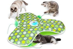 FUGODIWI Interaktives Katzenspielzeug Selbstbeschäftigung, Katzenspielzeug Elektrisch, Intelligenzspielzeug für Katzen mit Abnehmbaren Federn, Automatisches Mäusefangspiel, USB-Aufladung
