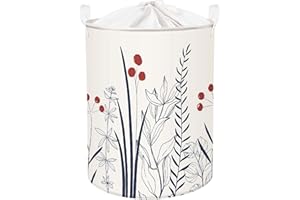 Clastyle 45L Ceste per la Biancheria Fiore Pianta Acquatica Cesta Indumenti Sporchi Beige Pieghevoli per Bagno Soggiorno, 36x45 cm