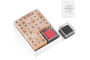 CraftyManor 39 PCS Small Letter Stamps and Ink Pad for Crafting, Clay Alphabet Wooden Rubber Stamp Kit for Kids, DIY Craft Scrapbook Supplies for Card Making