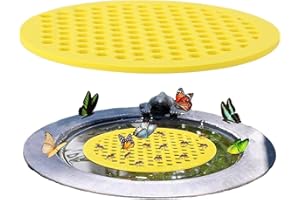 BAGUBDR Floating Bee Island，Yellow Bee Watering Station, Bee Feeder for Garden Suitable for Bee Gardens Butterfly Garden Balcony Flower Bed Greenhouse Park Backyard Orchard