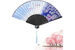 HEAWAA Damski składany wachlarz, składany wachlarz bambusa w chińskim stylu vintage do dekoracji na urodziny, wesele, przyjęcie prezent