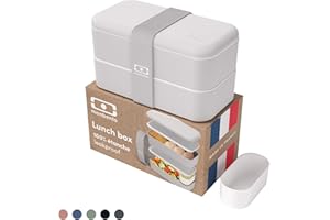 monbento - MB Original bento box gris Coton Made in France - Lunch box hermétique 2 étages - Boîte repas idéale pour le travail/école - sans BPA - durable et sûre