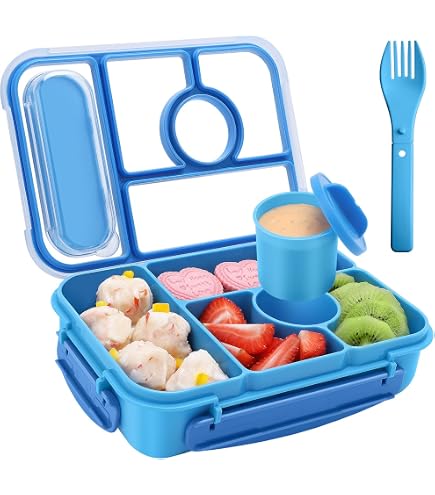 Boîte Bento 1300 Ml Avec 4 Compartiments - Anti-fuite, Micro-ondes, Lave-vaisselle, Avec Couverts Et Autocollants, Gris